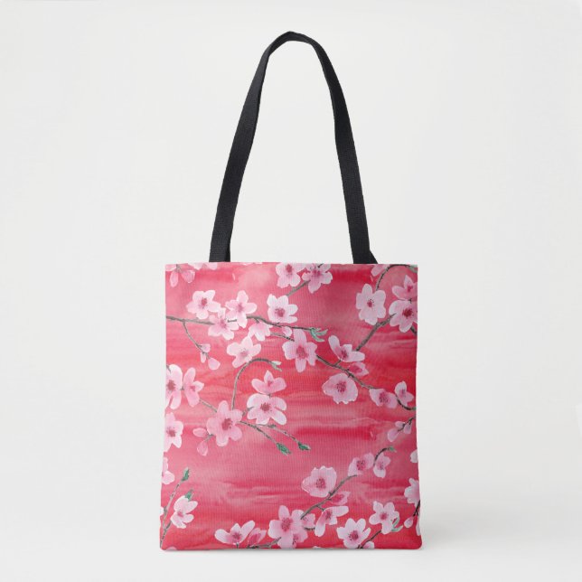 Bolso De Tela Seamless pattern with Beautiful Cherry blossom flo (Anverso)