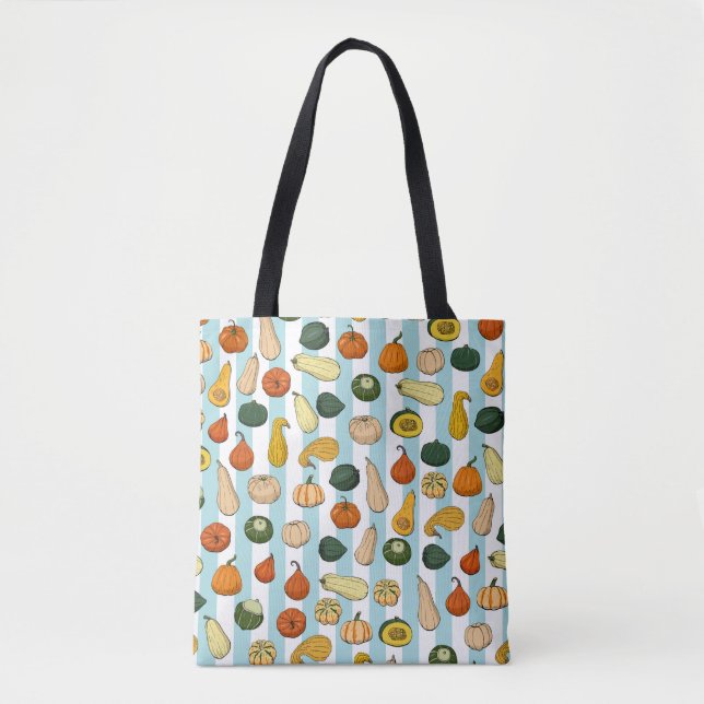Bolso De Tela Seamless pattern with different hand drawn squashe (Anverso)