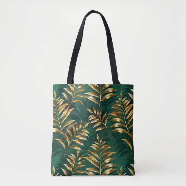Bolso De Tela Seamless pattern with golden ferns (Anverso)