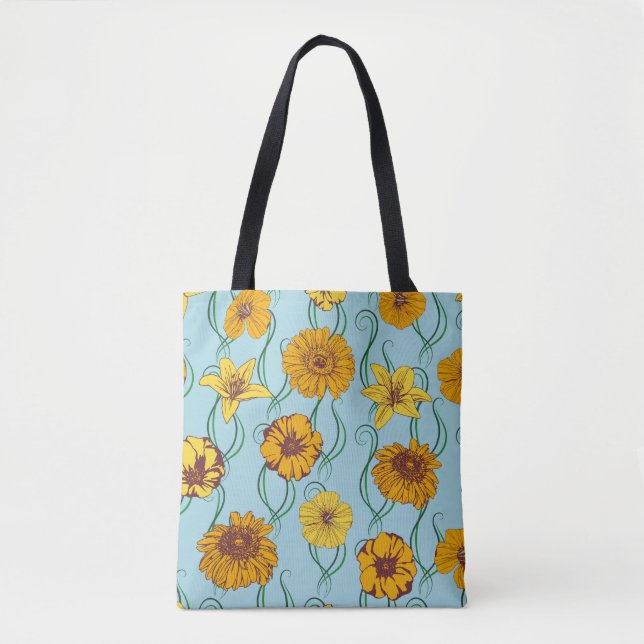 Bolso De Tela Seamless pattern with orange flowers of wild rose, (Anverso)