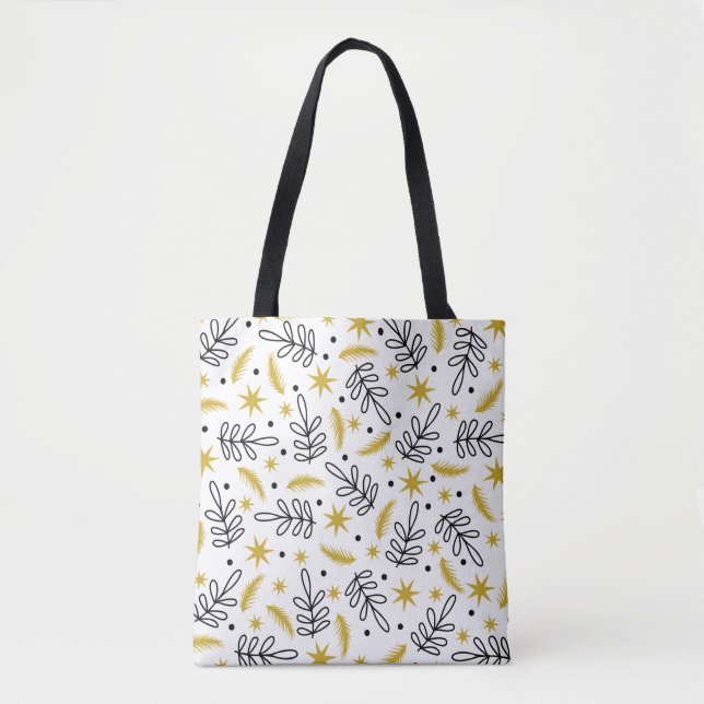 Bolso De Tela Seamless pattern with snowflakes and fir branches. (Anverso)