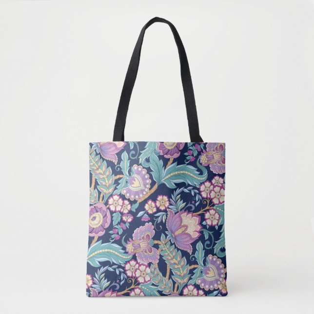 Bolso De Tela Seamless pattern with stylized ornamental flowers  (Anverso)