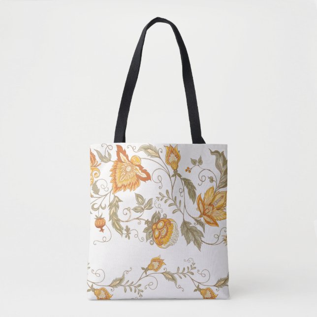 Bolso De Tela Seamless pattern with stylized ornamental flowers  (Anverso)