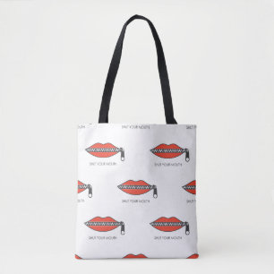 Bolso De Tela Seamless pattern with Woman's mouth with zipper cl