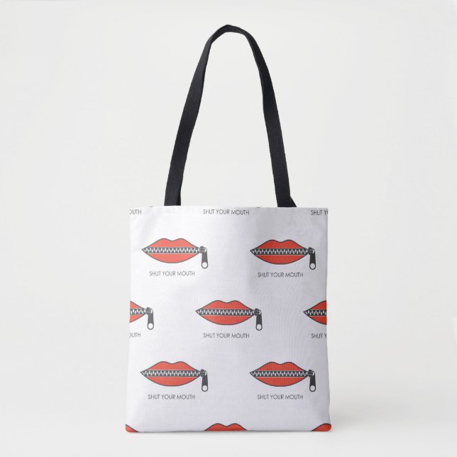 Bolso De Tela Seamless pattern with Woman's mouth with zipper cl (Anverso)
