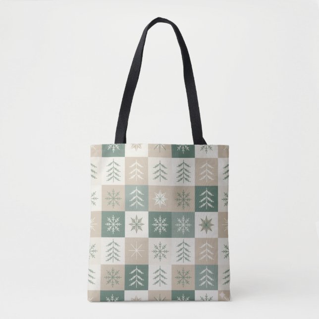 Bolso De Tela Seamless Scandinavian Christmas tree pattern (Anverso)