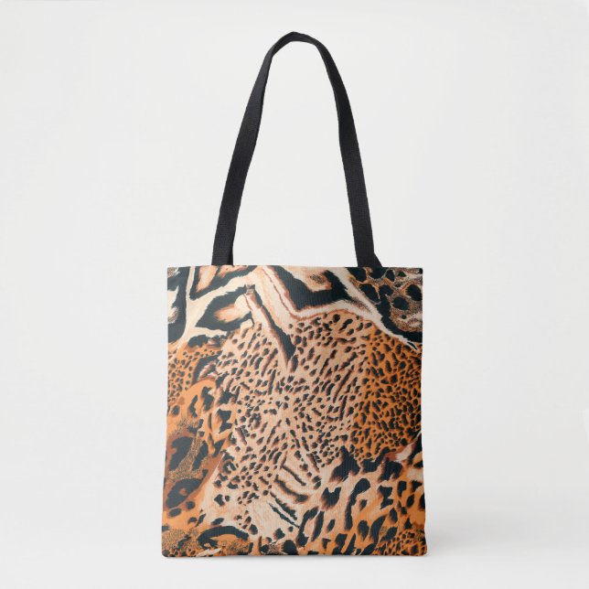 Bolso De Tela Seamless tiger, leopard and jaguar. Seamless textu (Anverso)
