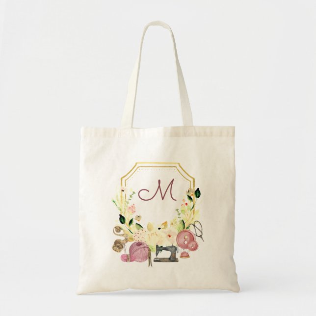Bolso De Tela Seamstress Monograma Escudo (Frente)