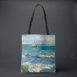 Bolso De Tela Seascape | Vincent van Gogh<br><div class="desc">Capa de mar cerca de Les Saintes-Maries-de-la-Mer (1888) del artista holandés post-impresionista Vincent Van Gogh. El arte original es un óleo sobre una pintura marina de lona que representa un barco en un océano azul abstracto. Utilice las herramientas de diseño para agregar texto personalizado o personalizar la imagen.</div>