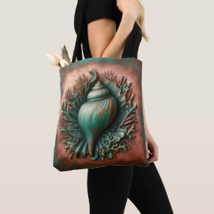 Bolso De Tela Seashell Copper y Patina Beach House