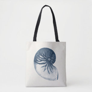 Bolso De Tela Seashell del ojo del tiburón del añil