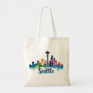 Bolso De Tela Seattle acuarela del horizonte