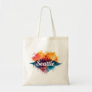 Bolso De Tela Seattle City acuarela Skyline