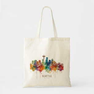 Bolso De Tela Seattle Ciudad acuarela Skyline