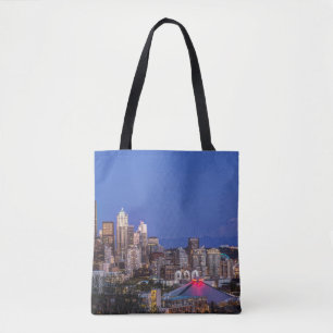 Bolso De Tela Seattle, Downtown y Mt. Rainier al anochecer