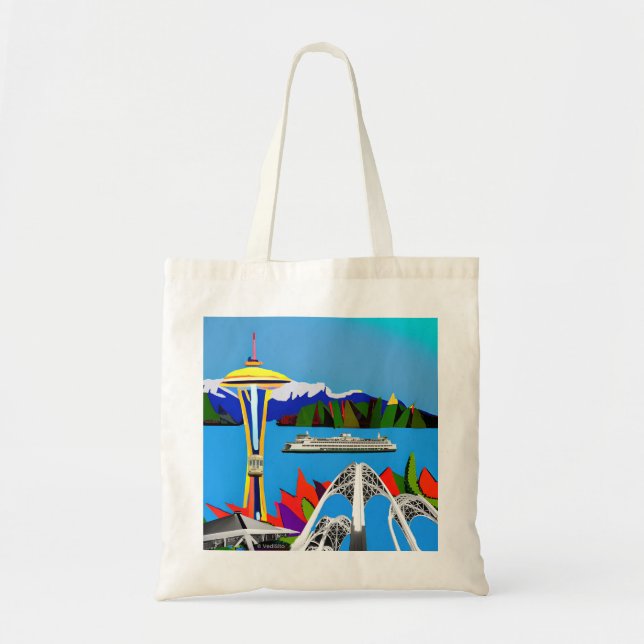 Bolso De Tela Seattle Imagen de Ciudad Esmeralda Tote Bag (Frente)
