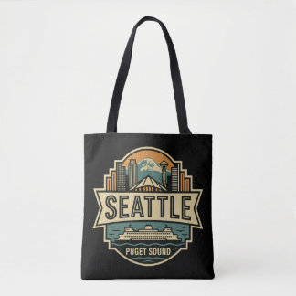 Bolso De Tela Seattle Skyline Washington USA Retro Badge