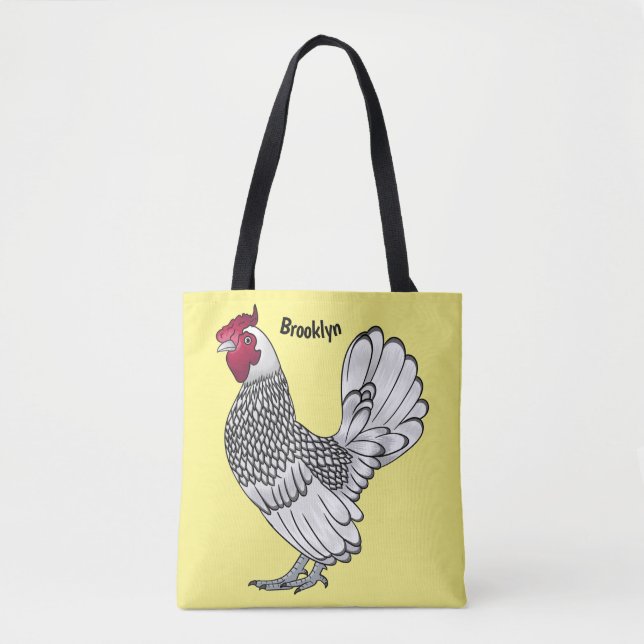 Bolso De Tela Sebright chicken cartoon illustration (Anverso)