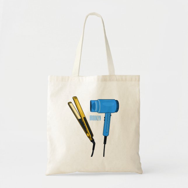 Bolso De Tela Secador de pelo y ilustracion de alisador de pelo (Frente)