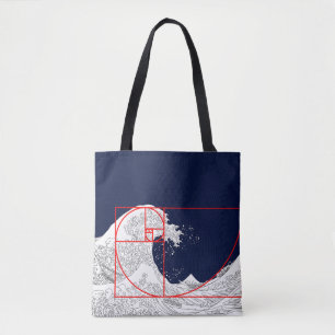 Bolso De Tela Secuencia Fibonacci y la gran ola