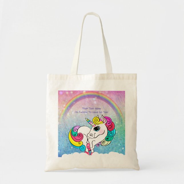 Bolso De Tela Secuencias de Purpurinas arcoiris de unicornio bla (Frente)