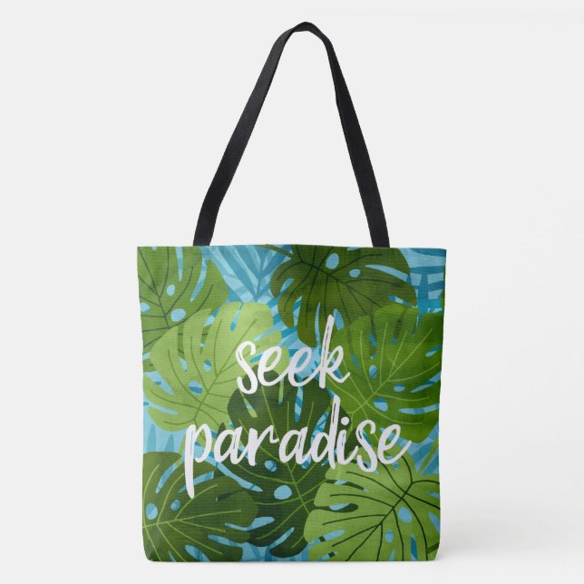 Bolso De Tela Seek Paradise Hawaiian Monstera Leaf Tropical Guay (Anverso)