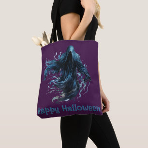 Bolso De Tela Segador Sombrio Morado Oscuro Feliz Halloween