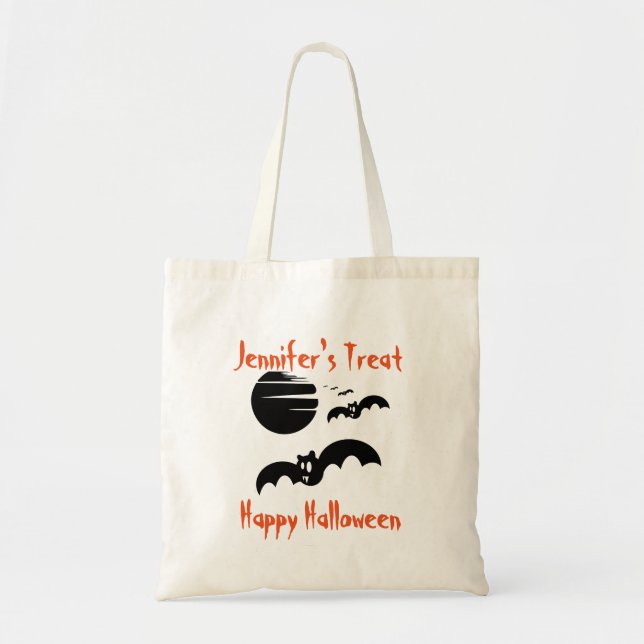 Bolso De Tela Seguimiento o tratamiento de Halloween personaliza (Frente)
