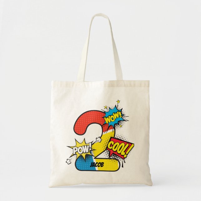 Bolso De Tela Segundo cumpleaños del cómic de superhéroes (Frente)
