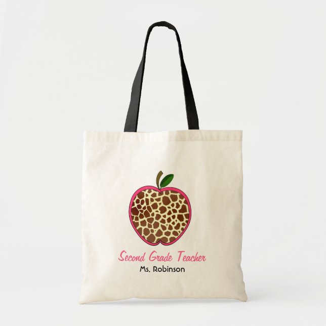 Bolso De Tela Segundo profesor del grado - estampado de girafa (Frente)
