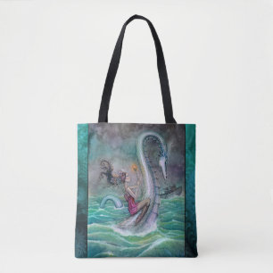Bolso De Tela Seis de Bastos Arte Fantástico de Tarot por Molly 