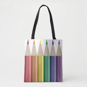 Bolso De Tela Seis lápices de colores en el arcoiris