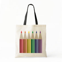 Seis lápices de colores en el arcoiris