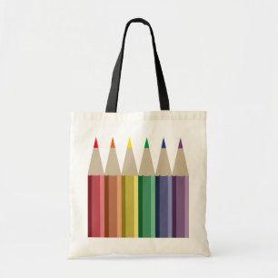 Bolso De Tela Seis lápices de colores en el arcoiris