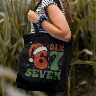 Bolso De Tela Seis Siete 67 Gorro de Santa Divertido Navidad Xma