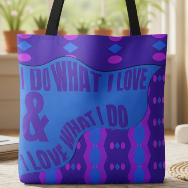 Bolso De Tela Self Expression Purple Blue Patterned (A daily reminder in blue & purple, to love what you do and look good doing it.)