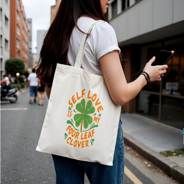 Bolso De Tela Self Love Four Leaf Clover Tote Bag - Personalizab (Subido por el creador)