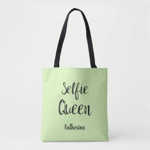 Bolso De Tela Selfie Nombre de Reina Personalizado Lime Green