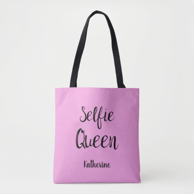 Bolso De Tela Selfie nombre de reina rosa personalizado (Anverso)