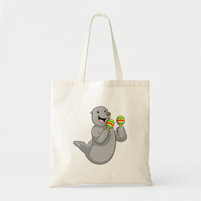 Bolso De Tela Sellar como músico con Maracas (Frente)