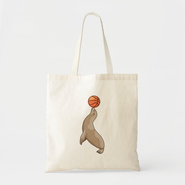 Bolso De Tela Sello con baloncesto (Frente)