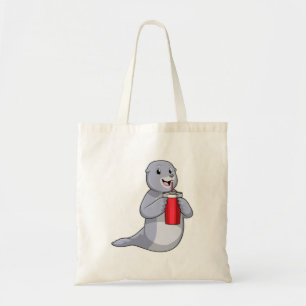 Bolso De Tela Sello con taza de bebida