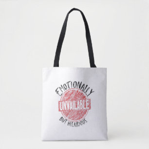 Bolso De Tela Sello Divertido Pero Emocionalmente No Disponible