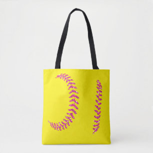 Bolso De Tela Sellos de Softball Purpurina Rosa