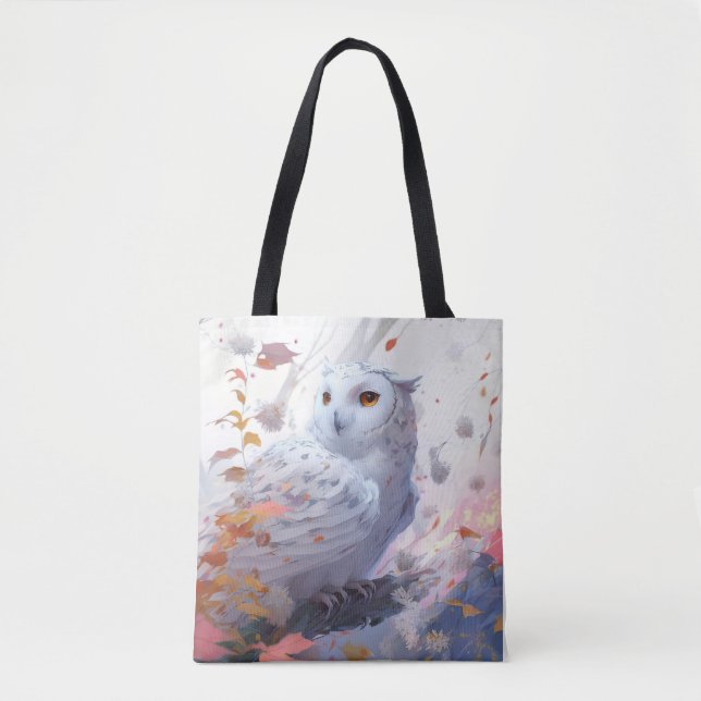 Bolso De Tela Selva de vida silvestre con retrato de aves búhas (Anverso)