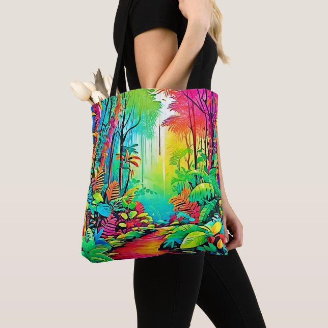 Bolso De Tela Selva del Arcoíris: Sueño Vívido (Detalle)