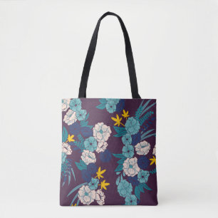 Bolso De Tela Selva floral con serpientes sin soldadura, trópico