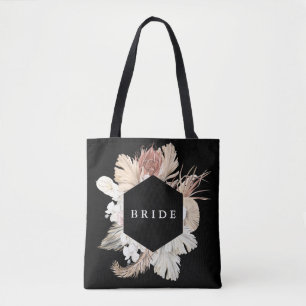 Bolso De Tela Selva Tropical Premium Black Elegant Pampas Grass