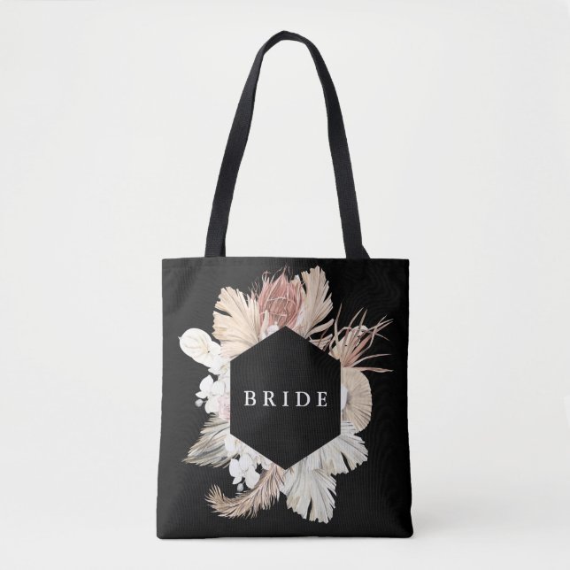 Bolso De Tela Selva Tropical Premium Black Elegant Pampas Grass (Anverso)