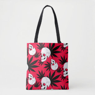 Bolso De Tela Semilla y calaveras en rojo